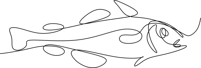 Fototapeta premium one line art. one continues hand-drawn fish sketch of a pencil .illustration of a cartoon fish
