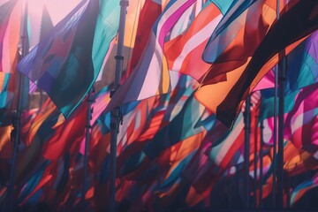 Colorful Flag At Music Festival, Generative AI