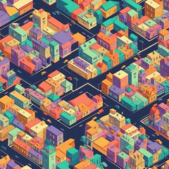 Seamless repeating pattern - isometric city pattern