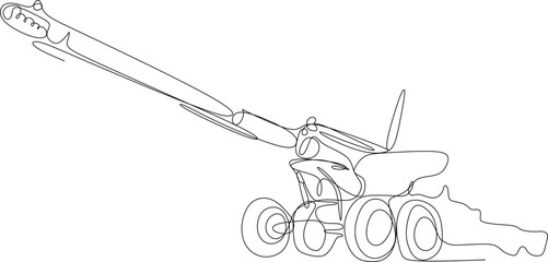 one line art. one continuous line art. a cannon