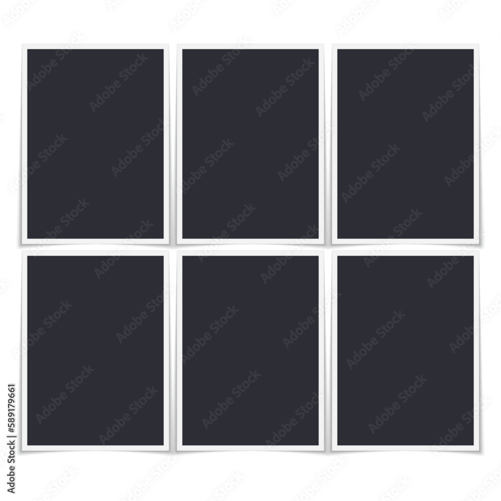 Poster collection of vector blank photo frames with shadow effects isolated on white background. set differ