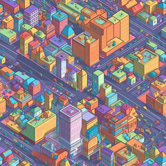 Seamless repeating pattern - isometric city pattern