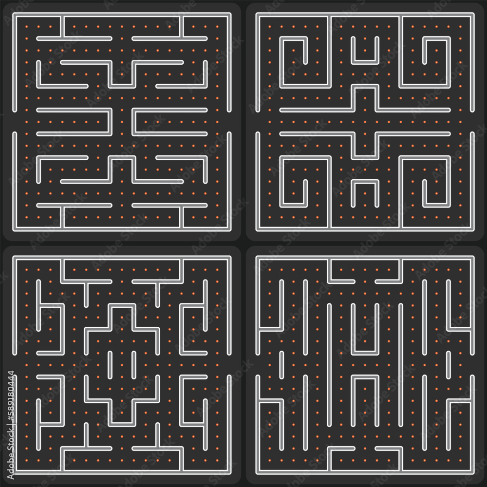 Poster game concept maze. modern arcade video game interface design elements. game world. computer or mobil