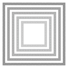 Decorative square frame in Greek style for photo or text. Abstract geometric ornament, isolated on white background. Vintage framework border set. Vector illustration. EPS 10.
