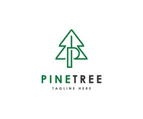 Letter P Pine Tree Logo