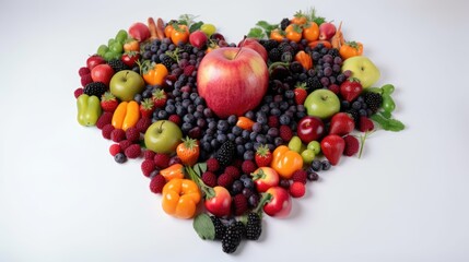 Naklejka na ściany i meble Fruits and vegetables on white table