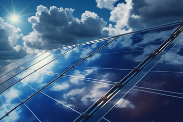 A solar panel with the sun shining on it Generative AI 