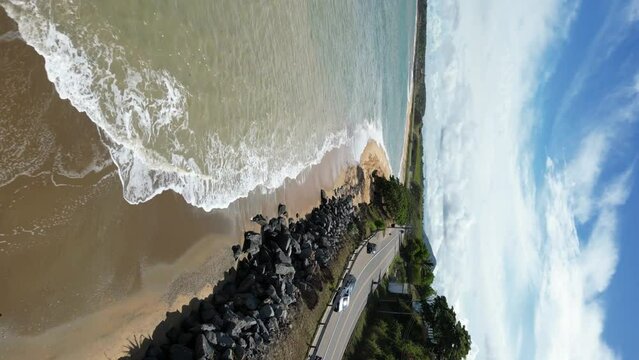 Guarapari, Esp&iacute;rito Santo, Brasil - 03 17 2023 - Imagem a&eacute;rea de obras de engorda da faixa de areia da Praia de Mea&iacute;pe no litoral do Esp&iacute;rito Santo. Obra de de dragagem e infraestrutura em Guarapari.