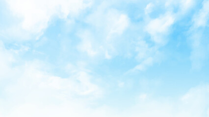 Watercolor vector illustration of soft blue sky and clouds