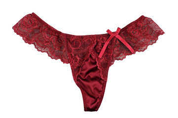 Female red panties isolated on transparent background. PNG format