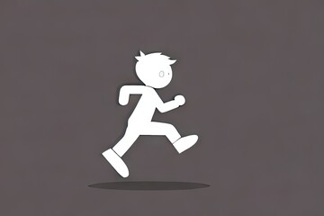 Fototapeta na wymiar a running silhouette boy icon on a gray background, generative AI.