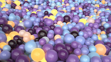 Abstract background with many multicolored and glowing spheres.