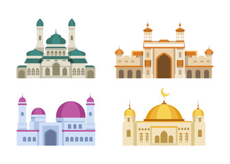 Fototapeta premium mosque illustration vector set isolated on white background