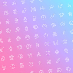 Baby Seamless Pattern with Icons