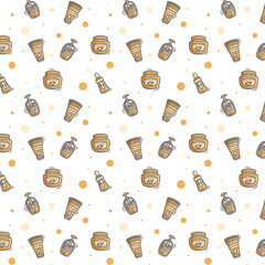 Seamless pattern with bottles of skincare