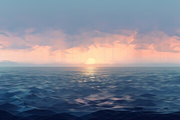 Panoramic View Of Sea Against Sky At Dusk, Generative AI