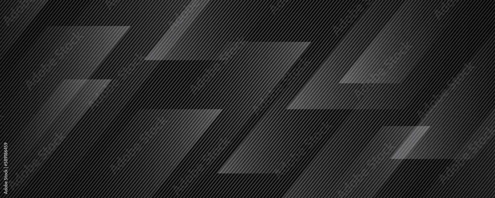 Poster 3d black geometric abstract background overlap layer on dark space with diagonal lines decoration. m