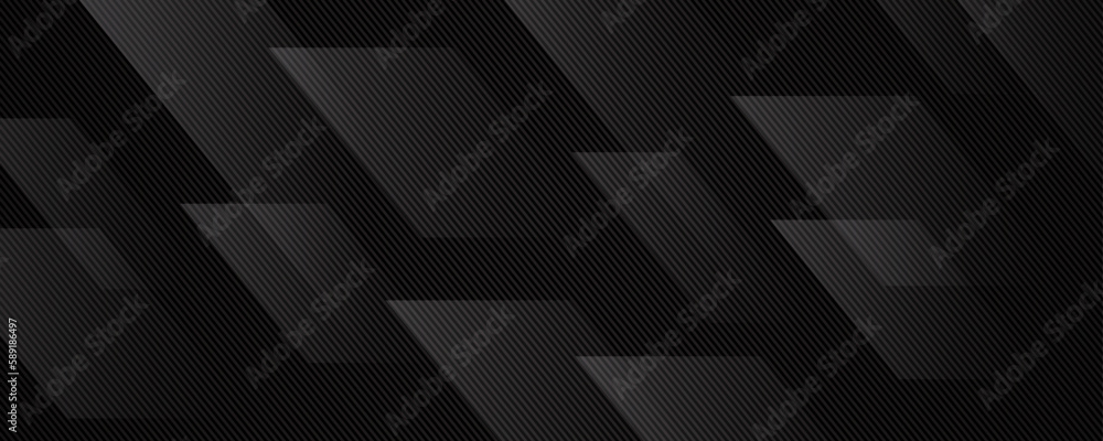 Poster 3d black geometric abstract background overlap layer on dark space with diagonal lines decoration. m