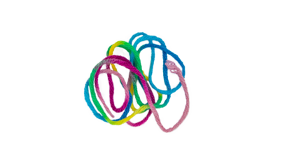 Multicolored thread isolate on white background. Selective focus.