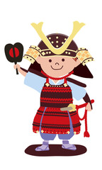 兜をつけた男の子_子供の日