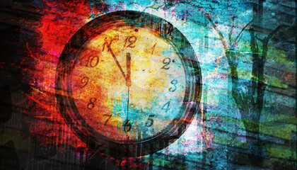 Fototapeta na wymiar Time Travel Backward Clock on a grunge background