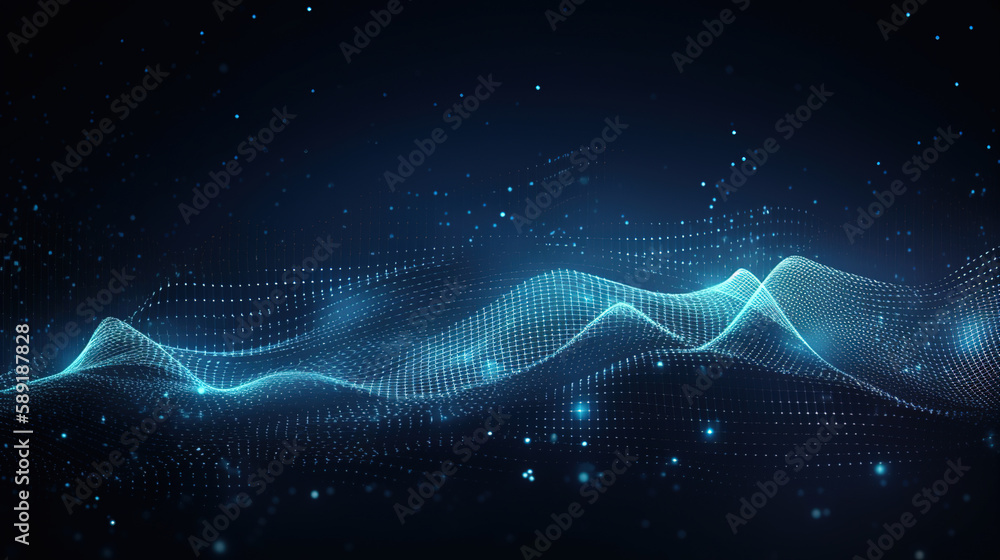 Fototapete wave grid abstract graphics,created with generative ai tecnology.