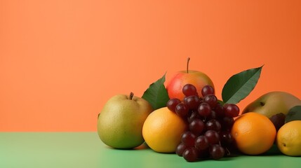 Minimal scene with fruits on solid background