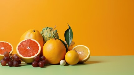 Minimal scene with fruits on solid background