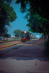 Train on railway station 