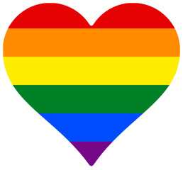 rainbow flag in heart shape as lgbt love and diversity symbol 