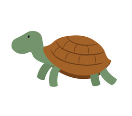 Obraz premium Concept Cute animals turtle. This is a flat, vector illustration of a cute cartoon turtle. Vector illustration.