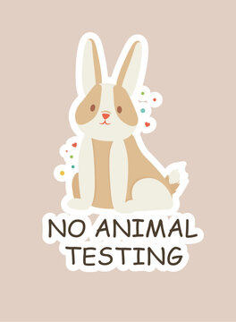 Concept Ecologic rabbit bunny hare no animal testing title. The illustration portrays the concept of ecology using a flat vector design. Vector illustration.
