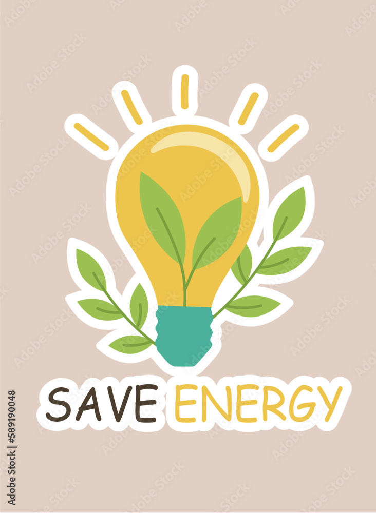 Poster concept ecologic bulb lightbulb lamp save energy title. the illustration depicts the concept of ecol