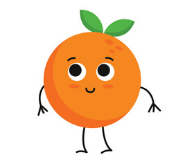 Concept Cute vegan food orange fruit. The illustration portrays the concept of veganism using a flat vector design. Vector illustration.