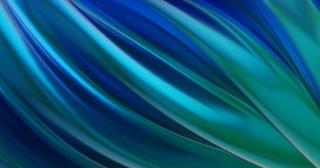 Obraz premium 3d rendering of shiny blue folded fabric background.