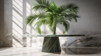 Minimal scene with marble and nature elements for presentation of product
