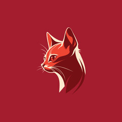 illustration of a cat 2d flat simple logo
in red tones for cat adoption