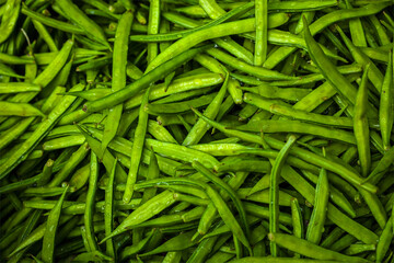 Green fresh peas pods background