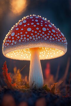 Amanita muscaria mushroom close up. Generative AI