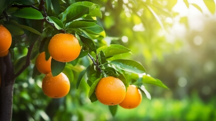 bunch of oranges fruit on branches. Generative AI
