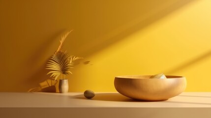 Yellow background scene for presentation of product