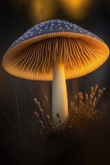 Macrolepiota procera mushroom close up. Generative AI