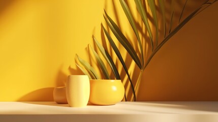 Yellow background scene for presentation of product