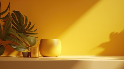 Yellow background scene for presentation of product