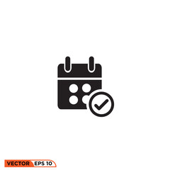 Icon vector graphic of calendar approved