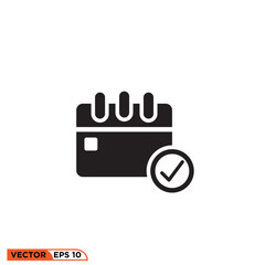 Icon vector graphic of calendar approved