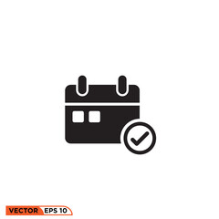 Icon solid vector graphic of calendar aproved