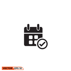 Icon solid vector graphic of calendar aproved