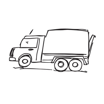 truck isolated on white Hand drawn vector illustration. 