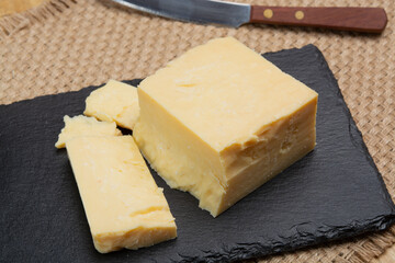 British cheeses collection, English matured smoked cheddar cheese